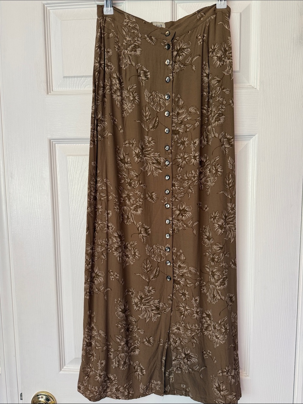 Vintage 90’s GAP Brown Floral Button-Front Maxi Skirt